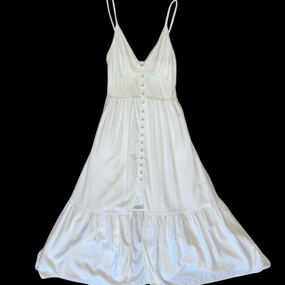 New Abercrombie & Fitch Fully Lined Pure White Tiered Midi Sundress XXS - Picture 2 of 11